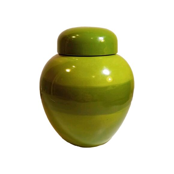 Vintage Holland Mold Ginger Jar MCM Avocado Green Handmade 6.5" Retro Decor Art - Picture 1 of 10
